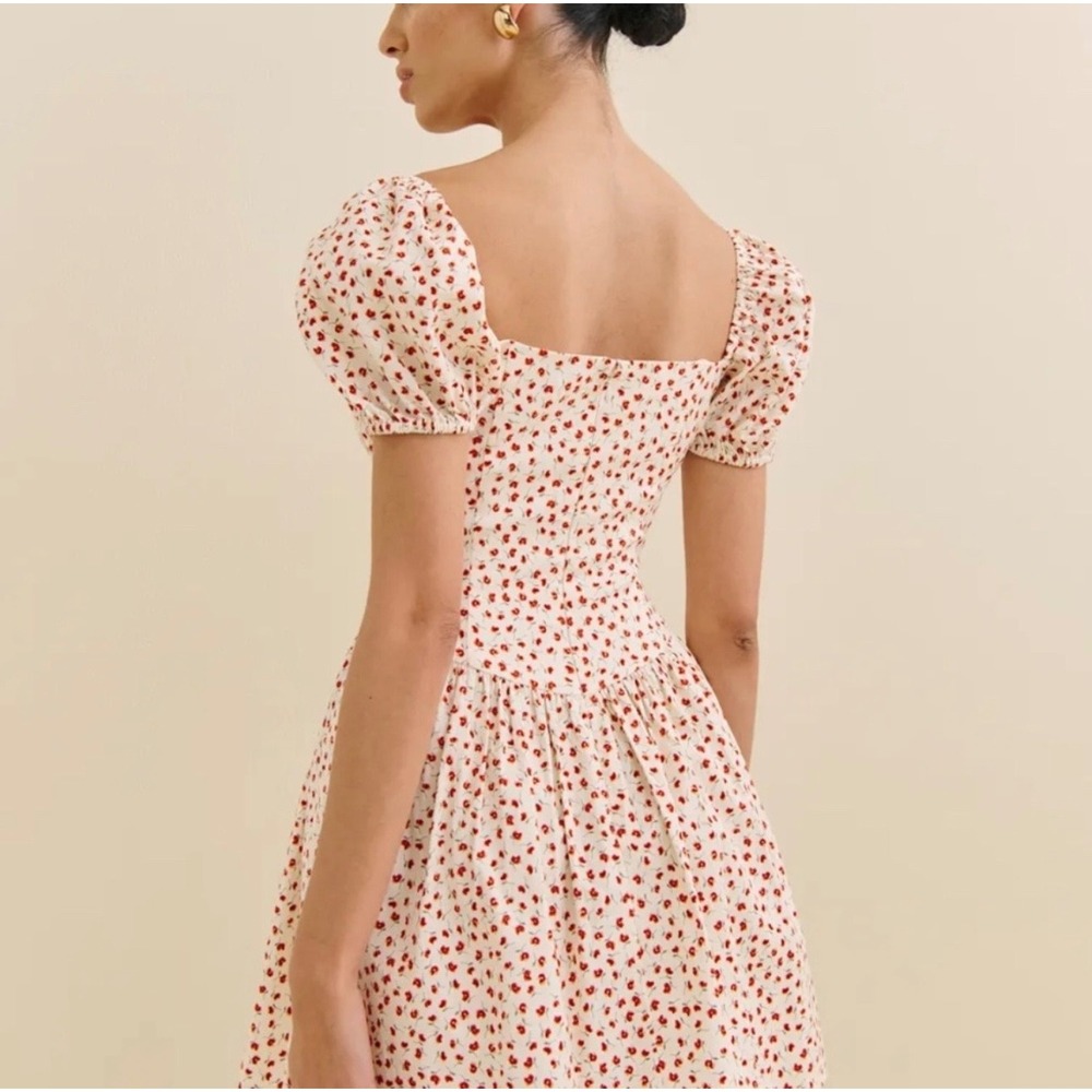 Reformation Marielle Dress Fresa Floral Puff Sleeve Mini Dress Size 12 NEW - Picture 2 of 9